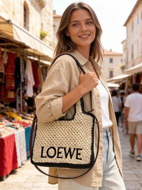 LOEWE straw bags, handwoven raffia bags, beach bags